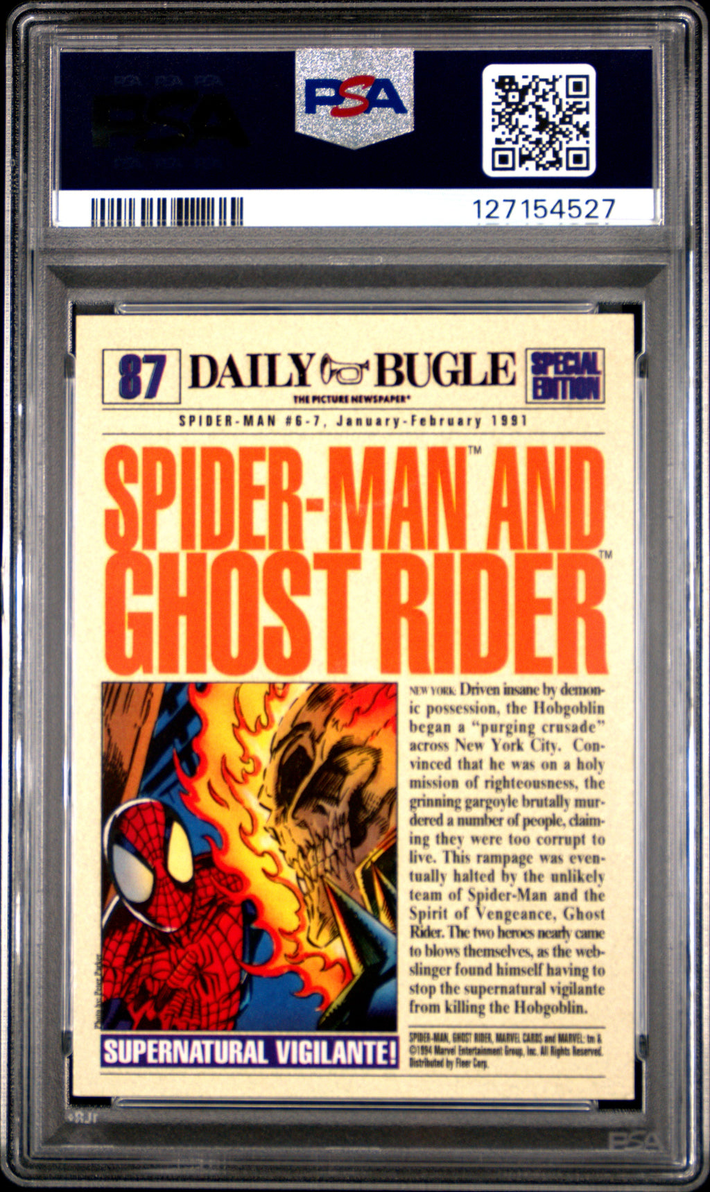 1994 Fleer The Amazing Spider-Man Ghst. Rider Spider-Man #87 PSA 7