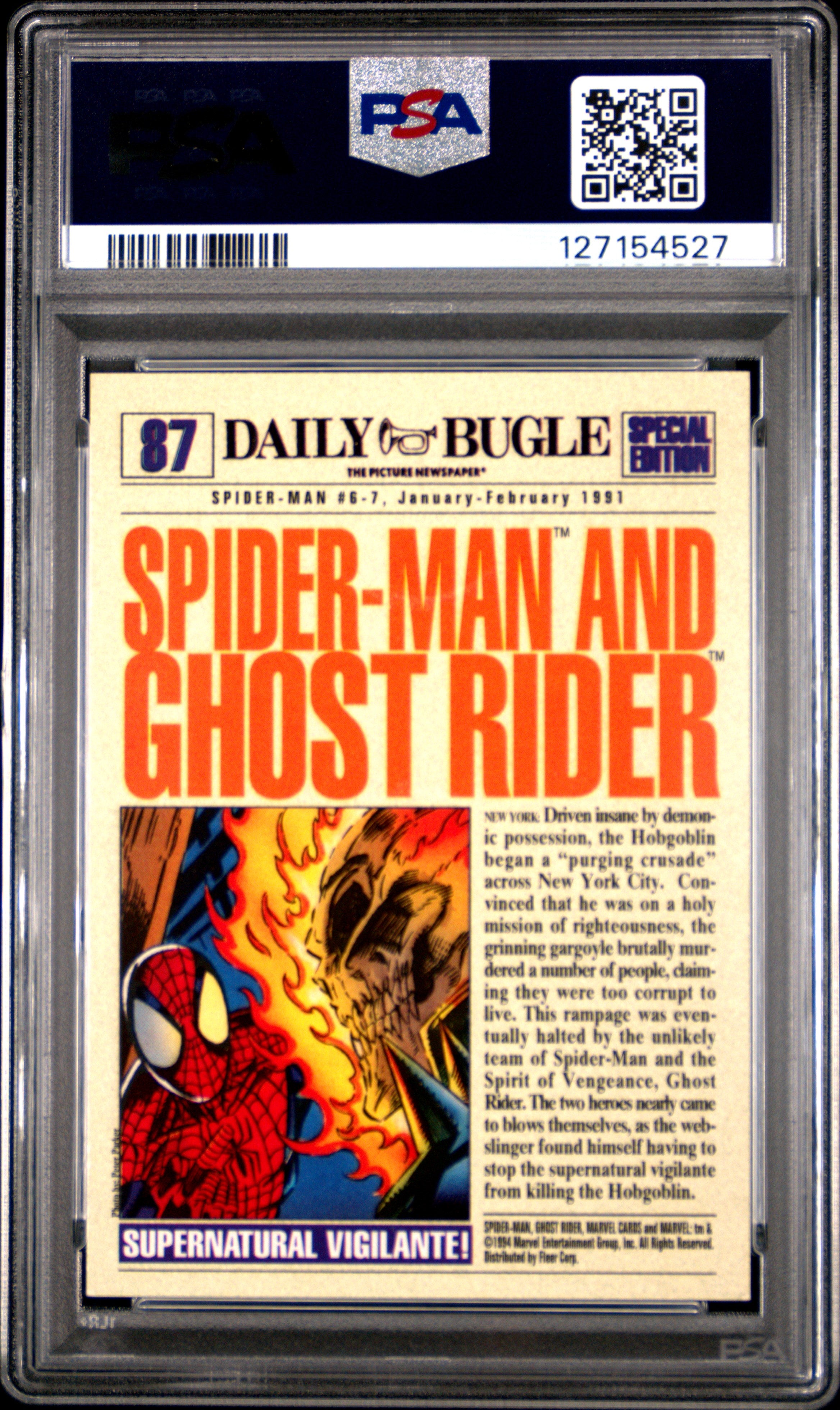 1994 Fleer The Amazing Spider-Man Ghst. Rider Spider-Man #87 PSA 7