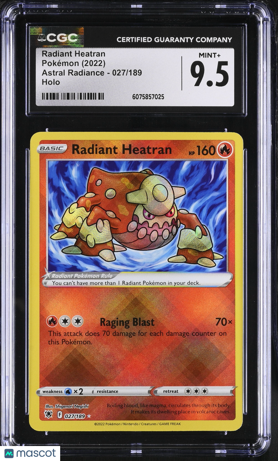 2022 Pokemon Radiant Heatran Holo #027/189 CGC 9.5