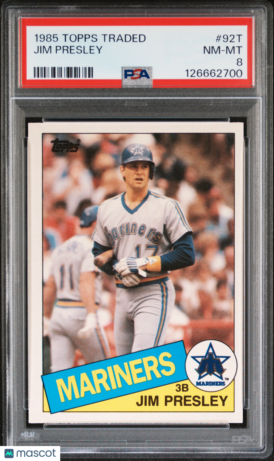 1985 Topps Traded Jim Presley #92T PSA 8