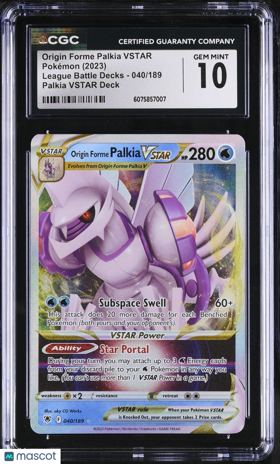 2023 Pokemon Origin Forme Palkia VSTAR Palkia VSTAR Deck #040/189 CGC 10