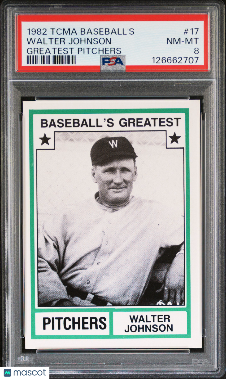 1982 Tcma Baseball's Greatest Pitchers Walter Johnson #17 PSA 8