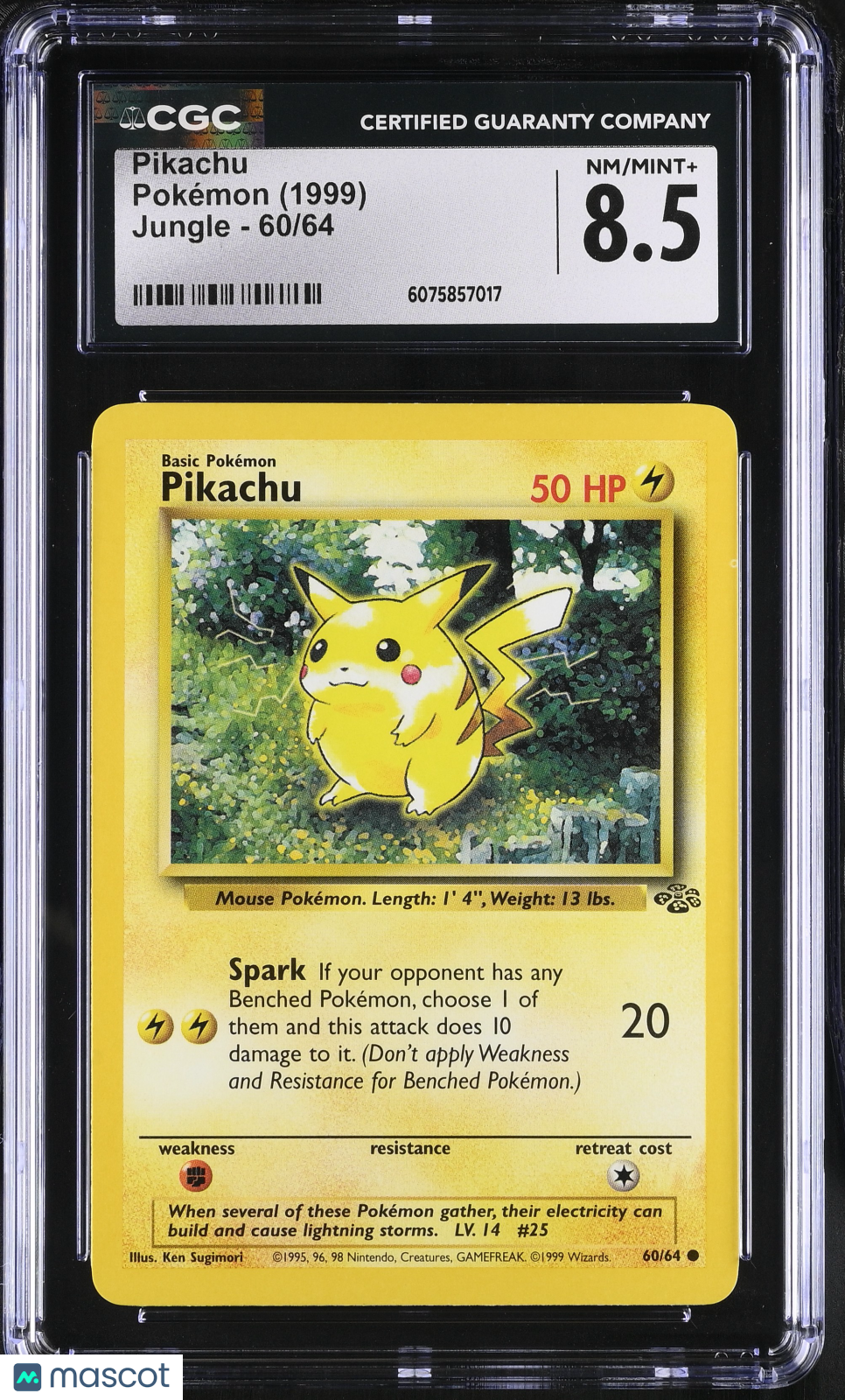 1999 Pokemon Pikachu #60/64 CGC 8.5